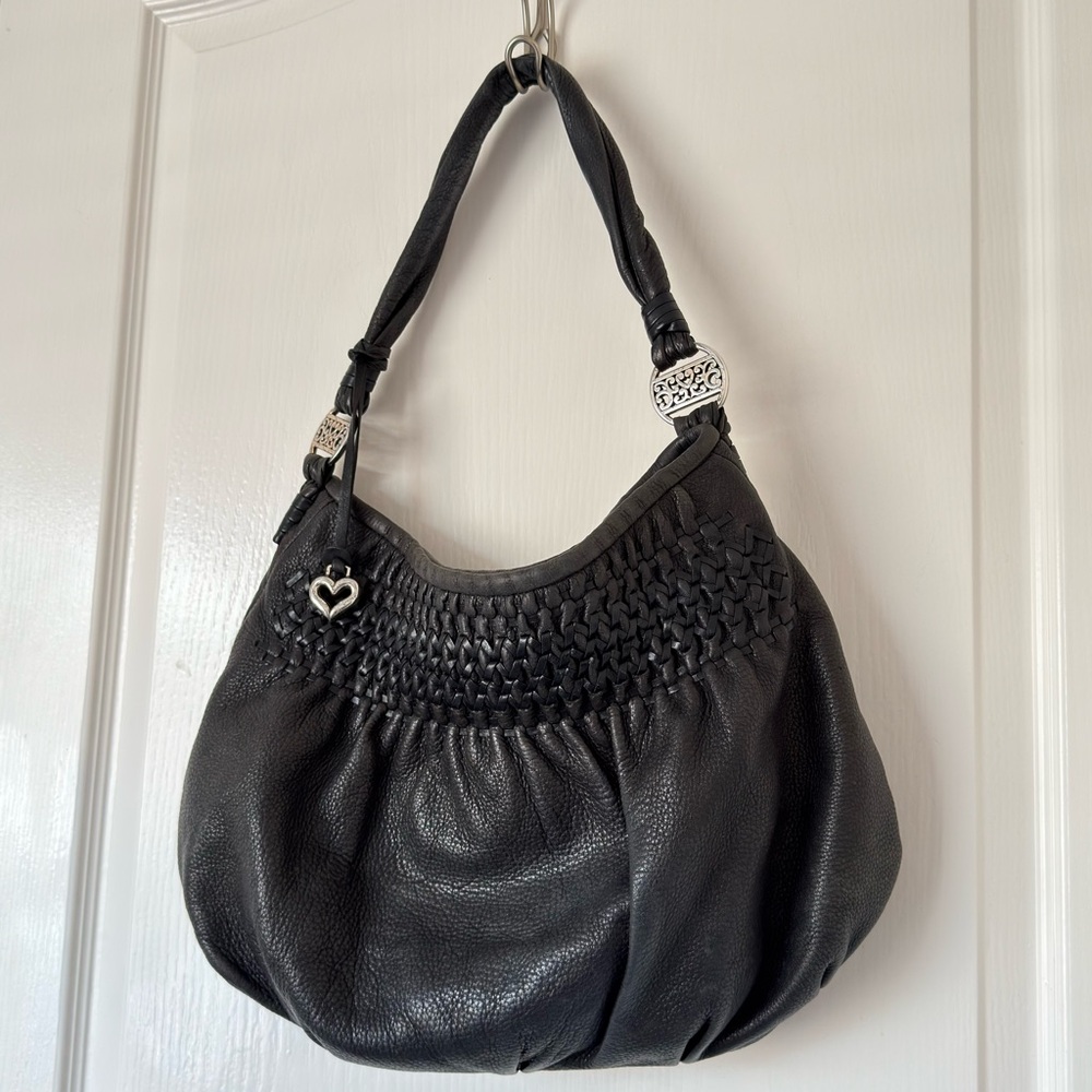 Vintage Brighton Barbados Black Pebbled Leather Hobo Bag